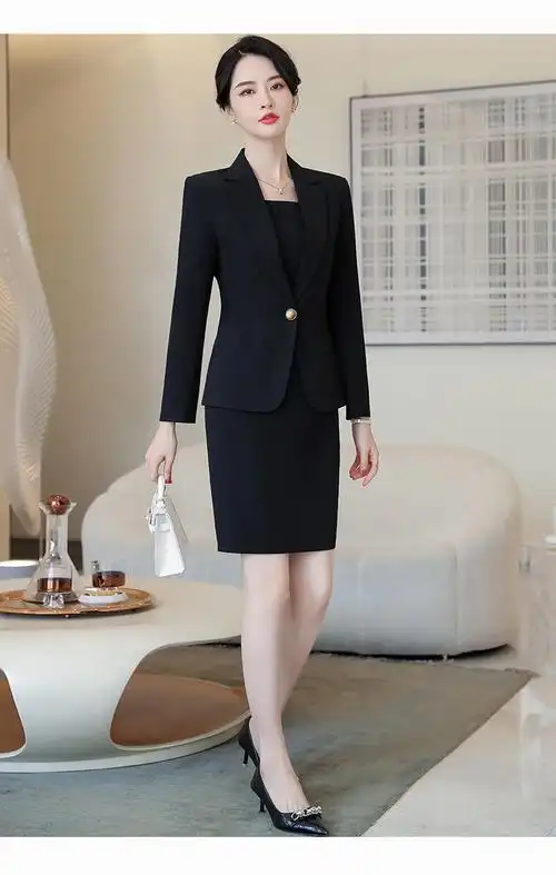 铂朗尼奥 播音主持艺考服装女裙装职业西装裙套装正装名媛小香风西服