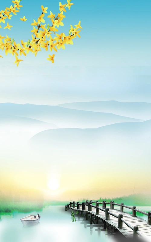 蓝色山水公园风景背景图