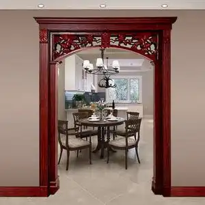 树宝宝中式造型垭口烤漆实木雕花客厅过道双包套门框包边门套定制