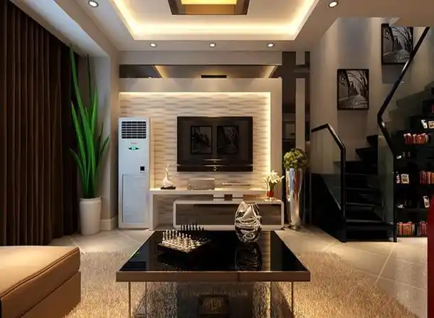 电视背景墙吊顶楼梯现代风格客厅装修效果图