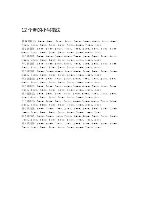 12个调的小号指法