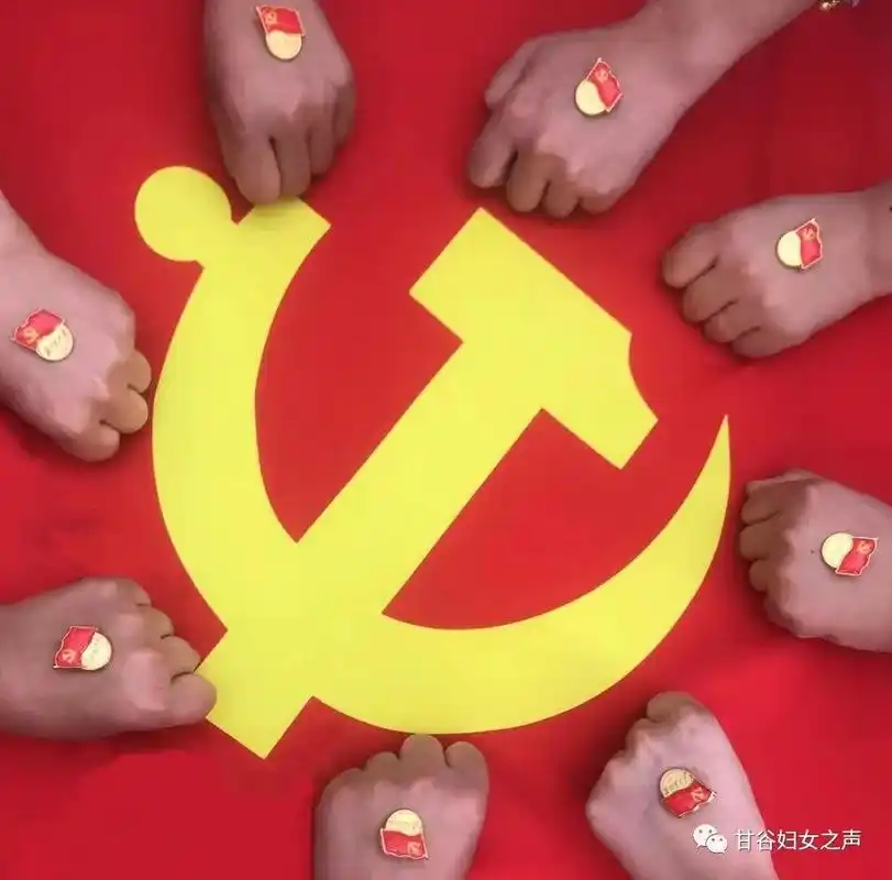 我与党旗党徽合个影一面旗帜映初心一颗红星永向党