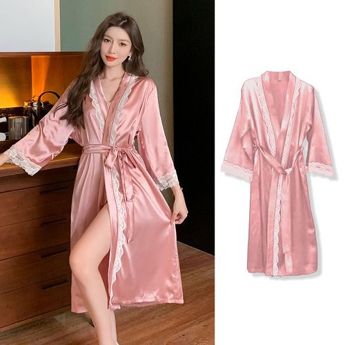 高级感睡袍浴袍女士派对睡衣裙春秋长袖酒店睡衣轻奢公主风冰丝绸