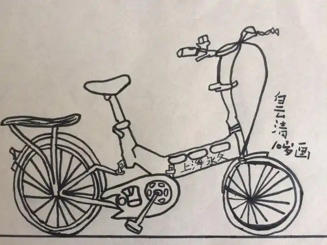 三年级一班学生作品《线描自行车》