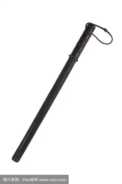 警察的警棍被隔离在白色背景下
