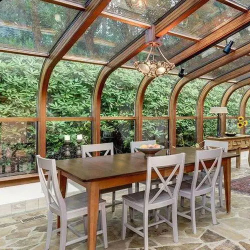 阳光房定制顶棚露台移动阳光房屋顶装饰钢架花园露台天井走廊——京诚