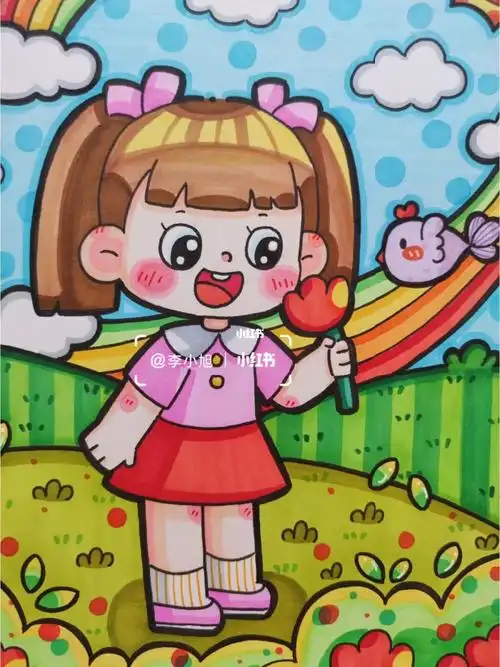 马克笔儿童画  参考了汤圆老师的素材