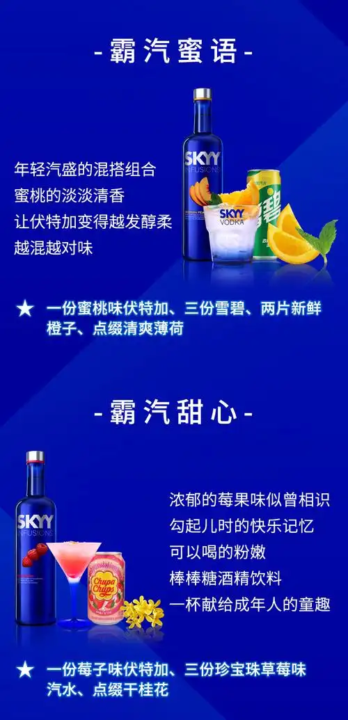 skyyvodka深蓝伏特加蓝天鸡尾酒基酒特调进口洋酒烈酒深蓝伏特加柑橘