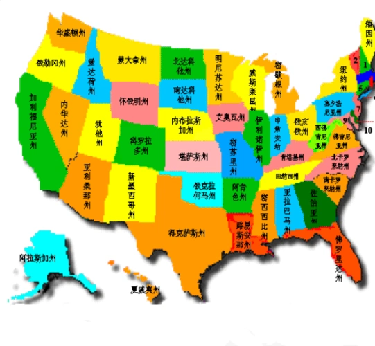 美国地图(中英文彩图)_word文档免费下载_