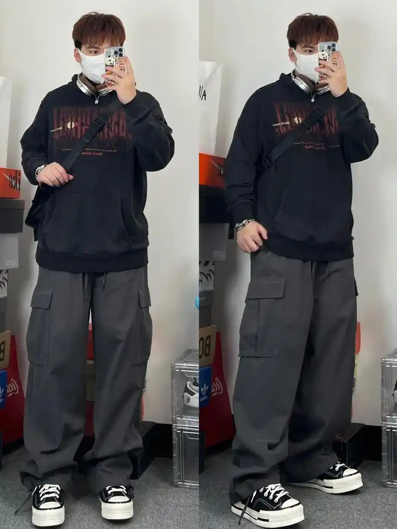 搭配一件破洞卫衣,天气不冷的时候就嘎嘎好看 #会穿搭的男生有多加分