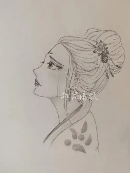 第一次画古风侧颜呢~脸型有参考书上的,感觉… - 半次元 - acg爱好者