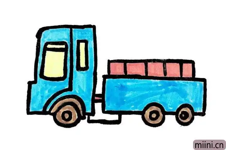 拉物资支援疫区的大货车简笔画步骤教程