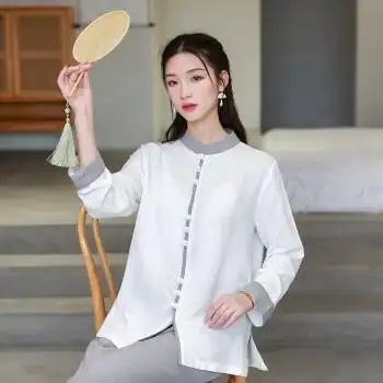 居士服女佛教衣服2022春夏中国风复古佛系禅意禅修服居士服中式唐装
