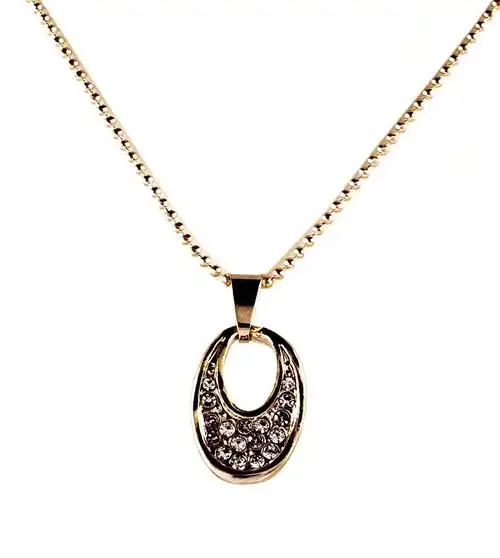 decorum jewellery 镀金椭圆项链采用 cz 钻打造,包含 rodium to