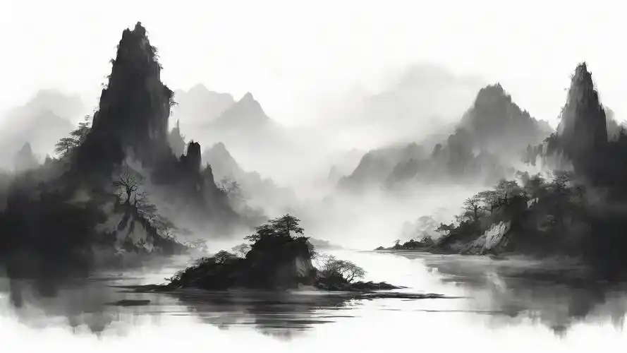 黑白古风壁纸🎨,山川河流间的古风韵味🏞️