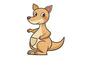 小动物简笔画彩色袋鼠