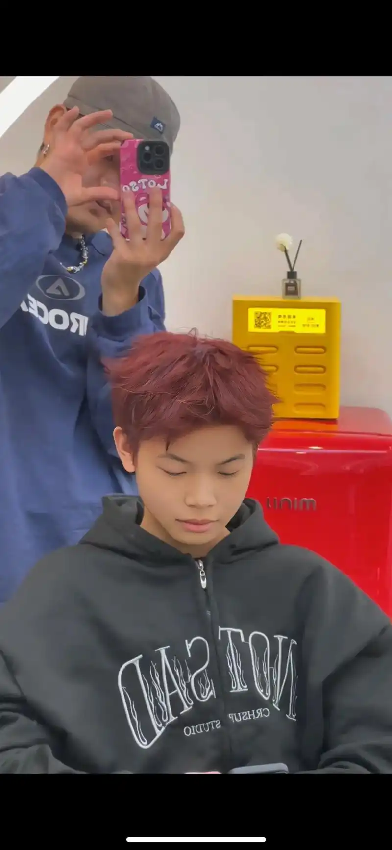 男生免漂发色1树莓红棕色