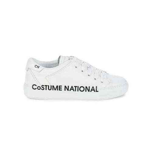 costume national女款白色休闲鞋|logo leather sneakers