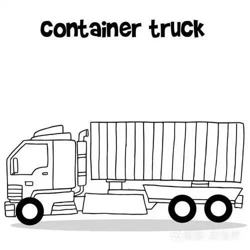 手绘的集装箱卡车插画-正版商用图片0x53p7-摄图新视界