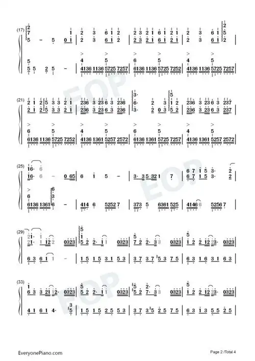 隔岸-完美版-抖音古风热歌双手简谱预览2