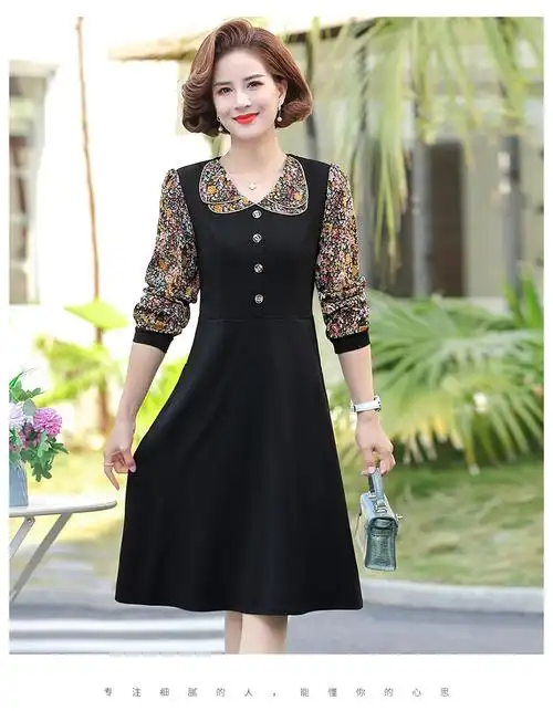 2022新款时尚妈妈春装连衣裙40岁50中年女春秋气质长裙款高贵裙子白色