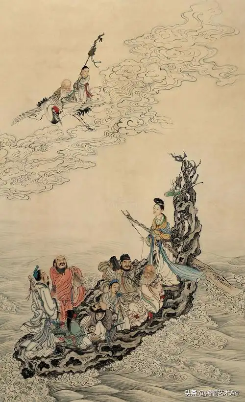 工笔白描素材-八仙过海人物全集