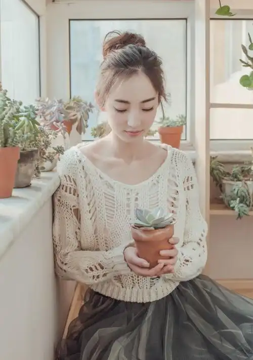 刘恬汝清纯丸子头写真