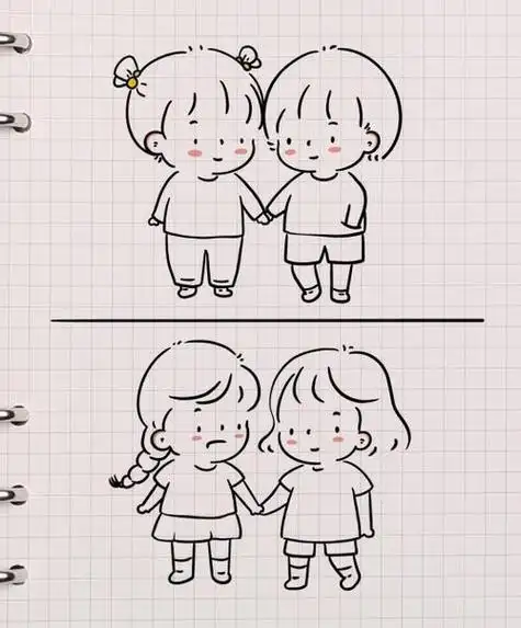 可爱闺蜜简笔画龙旗购物中心自由行热门攻略手帐简简笔画教程闺蜜风穿