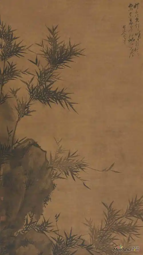 《竹石图》吴镇中国画高清作品欣赏_名画欣赏_美术网-mei-shu.com