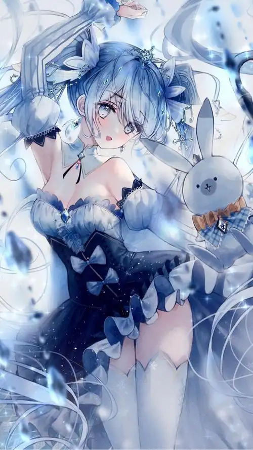 二次元蓝色系壁纸无水印