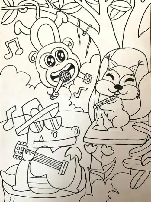 儿童画简笔画打卡之主题森林音乐会