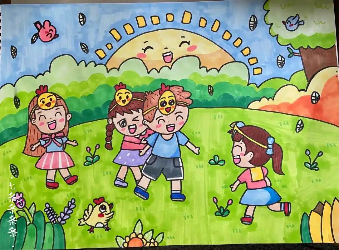 简笔画打卡|儿童画【老鹰捉小鸡】 临摹:喜绘美学儿童画 96绘画小白