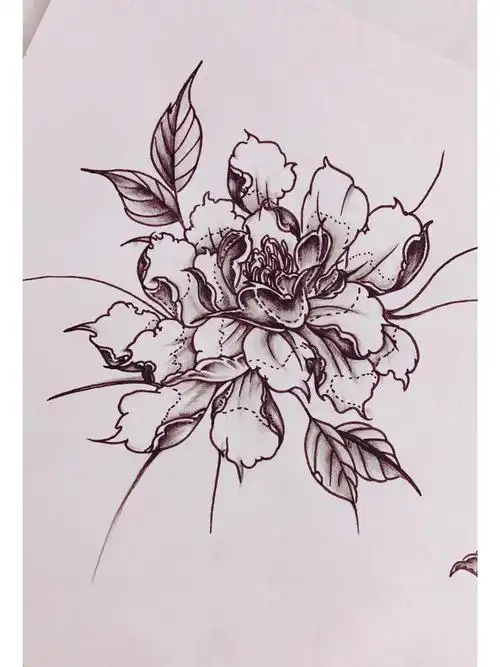 牡丹_纹身图案手稿图片_nana.的纹身作品集