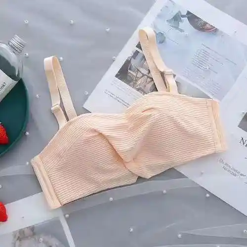 0594乳胶杯抹胸式无钢圈文胸罩无肩带少女聚拢内衣套装