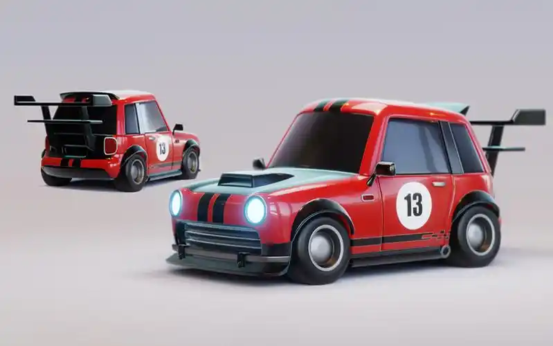 【maya】迷你小汽车3d模型建模教程,轮胎车身布线,sp材质讲解