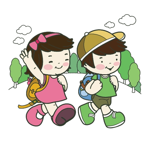 开学季手绘卡通开学小朋友