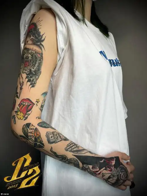 拼接花臂_纹身图案手稿图片_big baby 的纹身作品集