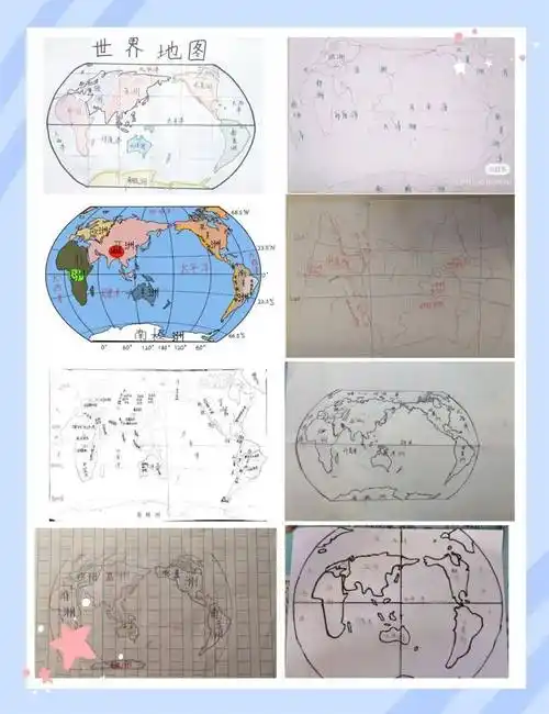 乐享假期——青岛七中2023级(5)中队开展手绘世界地图及思维导图活动