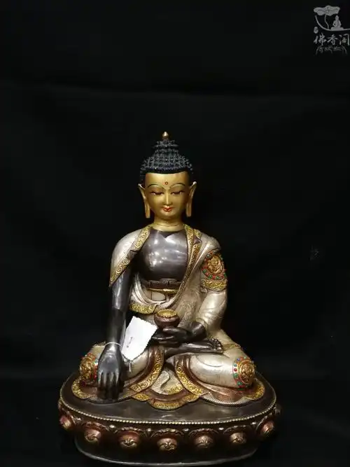 尼泊尔手工进口 藏传佛教密宗佛像 一尺 紫铜鎏金 释迦牟尼佛 像