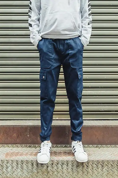 束口裤 后飞行飘带工作裤