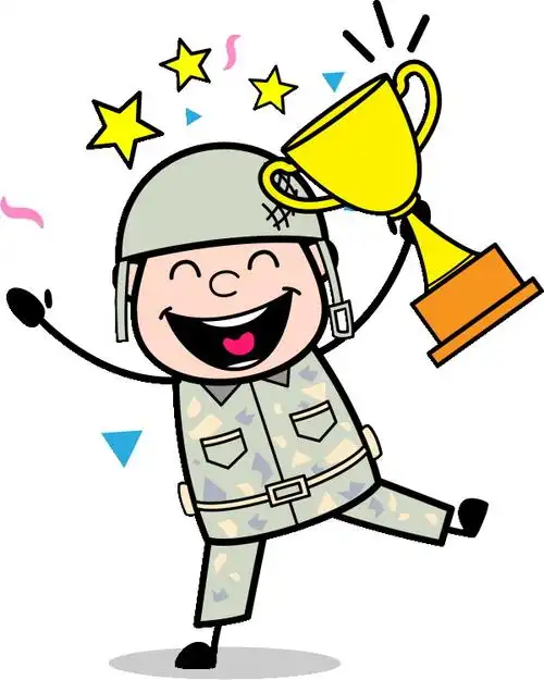 夺冠 卡通 军人 奖杯 卡通人物 第一名 纪念奖杯 冠军奖杯 卡通人物