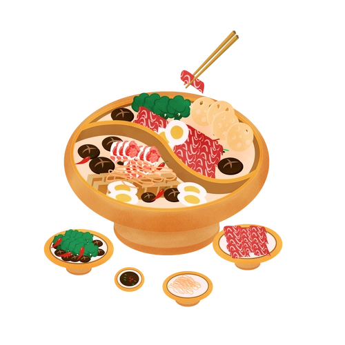 手绘火锅美食创意元素设计
