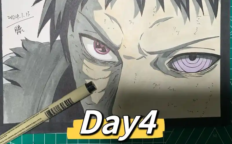 挑战365天每天画一个动漫人物之宇智波带土