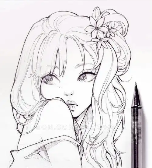 人物黑白动漫素材插画绘画线稿手绘 - 堆糖,美图壁纸兴趣社区