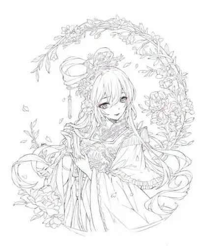 简笔画少女古装全身