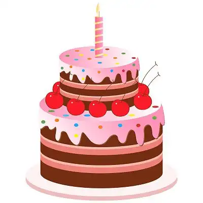 手绘生日蛋糕可爱手绘插画png素材黄色卡通可爱小朋友生日祝福海报半