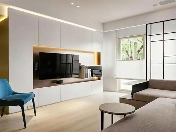 2021时尚简约风格客厅电视墙装修设计图片_装信通网效果图
