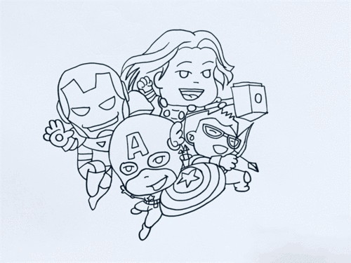 复联q版人物简笔画首先把美国队长画出来漫威英雄简笔画头像漫威系列