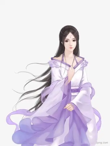 半露香肩身着紫衣的古风美女