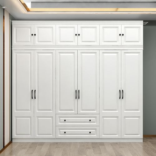 淘尚居实木芯生态板衣柜卧室平开门白色带顶柜储物柜衣橱简约定制推